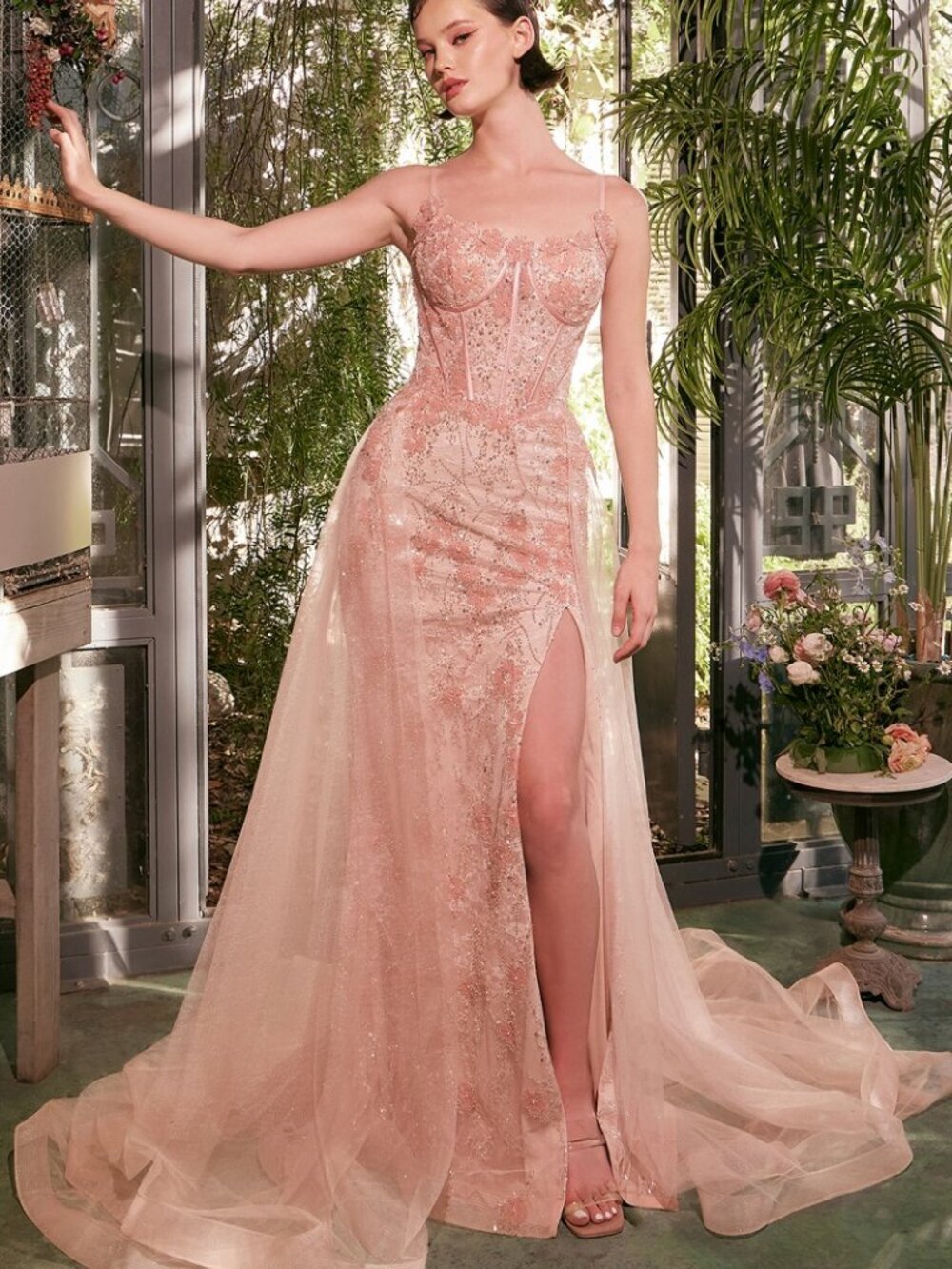 New Tulle Sheath Gown with Scoop Neckline Lace-Up Back & Rhinestones CD A1382
